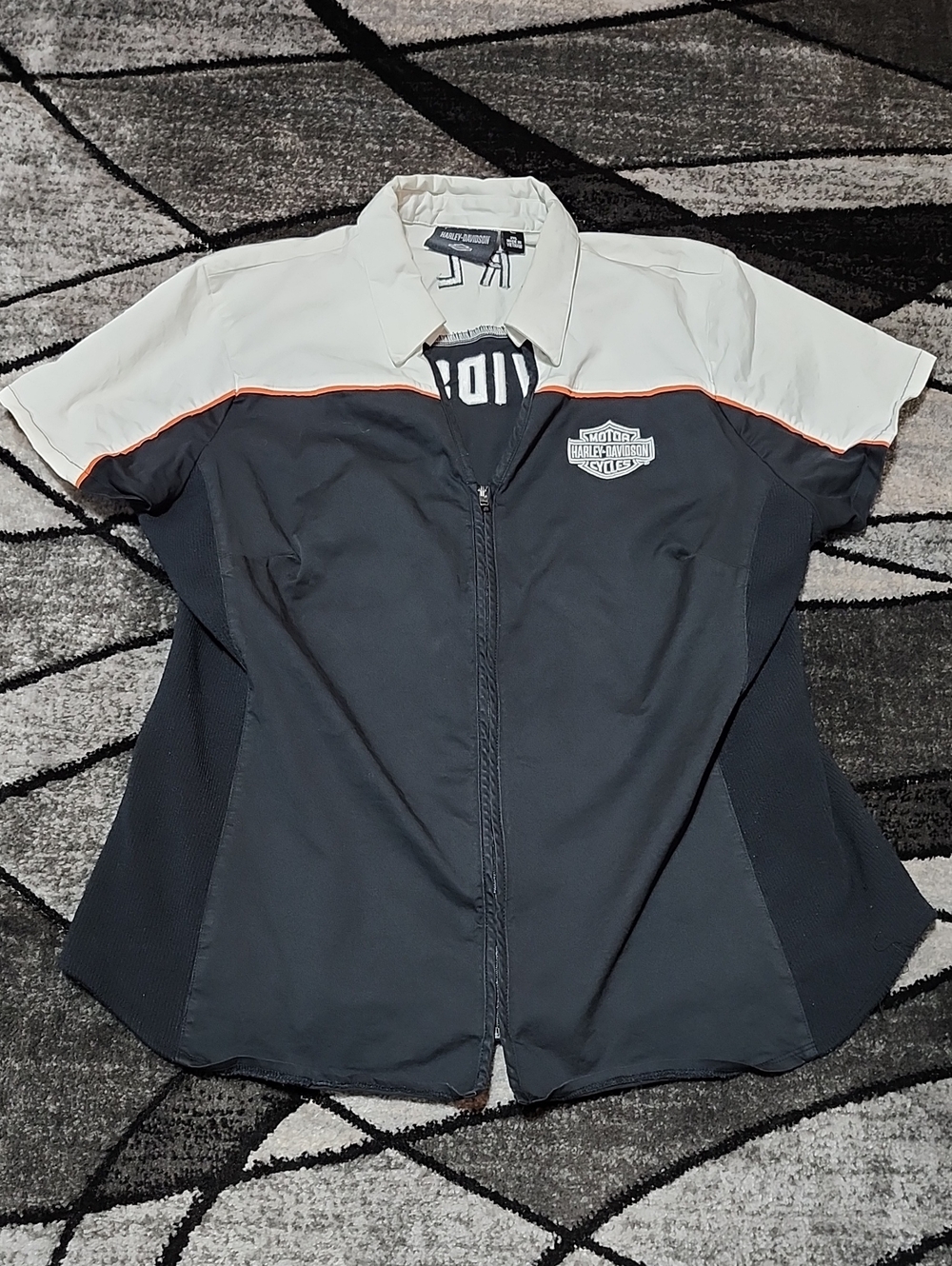 HARLEY DAVIDSON EMBROIDERED COLORBLOCK ELEMENTAL FULL-ZIP RIDING SHIRT
